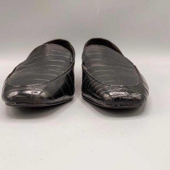 ASOS Design Mindy Mock Croc Embossed Loafers Size 5 US Black Faux Leather Flats - Picture 7 of 13